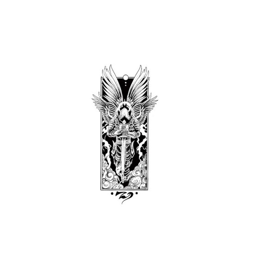 Tatuaje temporal resistente al agua de caballero ángel, 18 x 11 cm, tatuaje corporal de larga duración, arte del tatuaje de caballero, tatuaje falso