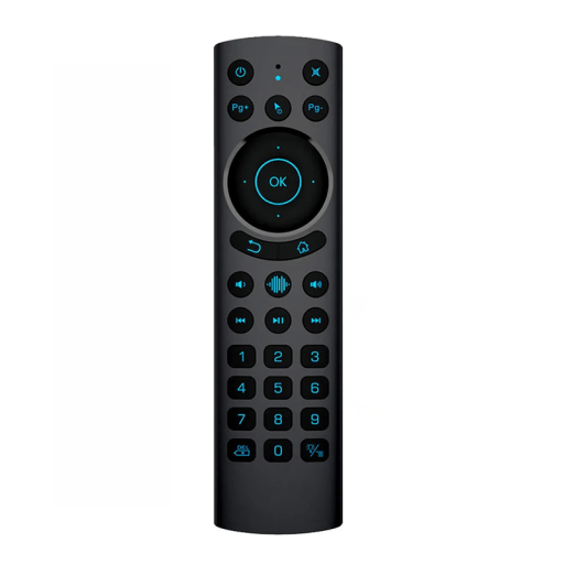 Taustavalaistu 2,4G ääni kaukosäädin IR:llä ja 6-akselisella gyroskoopilla 16 x 4,2 cm Älykäs TV Android