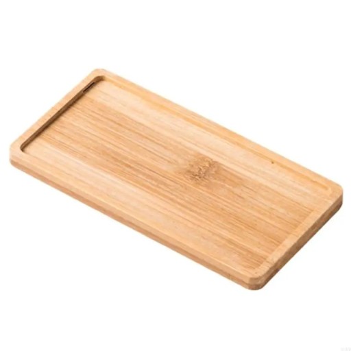 Tavă dreptunghiulară din bambus 17,5x9x1 cm, din lemn, impermeabilă, pentru lavoar, săpunieră, sticle, bază pentru ghivece de flori, pentru baie și bucătărie
