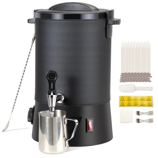 Tawny garnek do wosku 10 L z regulacją temperatury 30–110 °C 1100 W z wylewką czarny do produkcji świec i topienia wosku