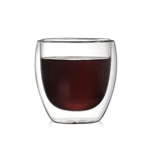 Taza de cristal de doble pared 250 ml 6 uds Taza térmica resistente al calor sin asa Elegante taza de cristal para té, café, café con leche