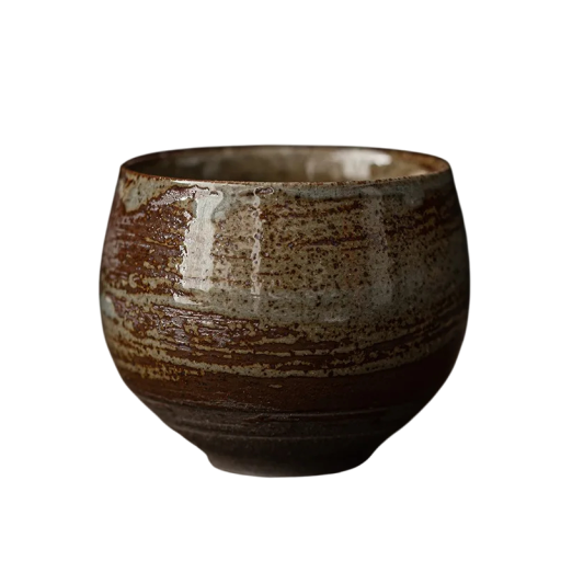 Taza de té de gres hecha a mano, 80 ml, estilo japonés, 6,2 × 5 cm, taza de camino tranquilo, antiguo ritual de té, tazón de sueño otoñal.