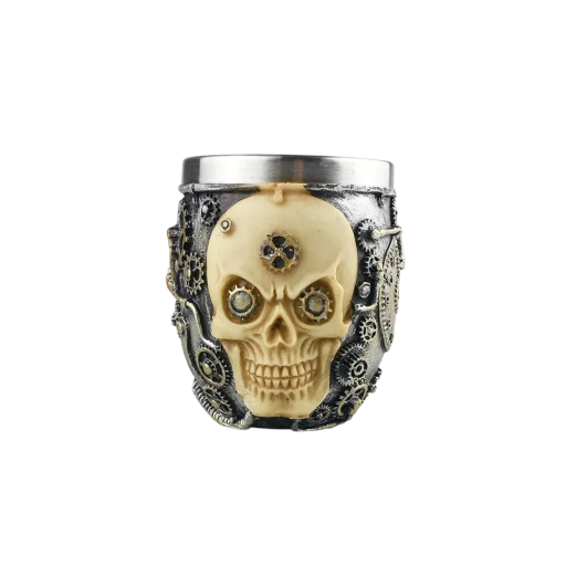 Tazón de afeitado de acero inoxidable con diseño de calavera Recipiente para mezclar espuma y jabón Tazón de barbería para uso doméstico y profesional