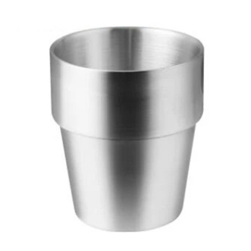 Tazza conica in acciaio inox a doppia parete 300 ml di acciaio inox di colore argento per bere caffè, tè e bevande a casa