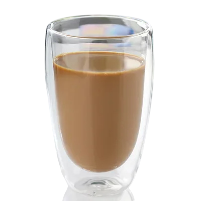 Tazza di vetro con doppia parete 450 ml Tazza trasparente senza manico Bicchiere termico per caffè, tè, cappuccino, latté Servizio moderno