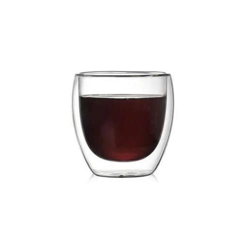 Tazza di vetro con doppia parete 80 ml 6 pz Tazza resistente al calore senza manico Piccola tazza termica per espresso e caffè Design elegante in vetro trasparente