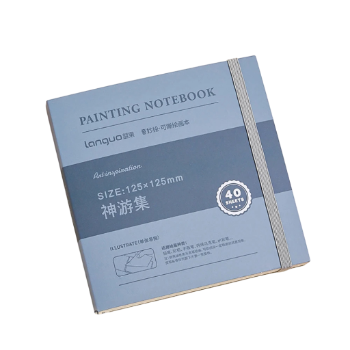 Tear-Off Painter's Pad 125 x 125 mm Square Sketchbook for Painting and Drawing Creative Notebook with Rigid Covers 40 Sheets / 80 Pages Elastic Band Closure