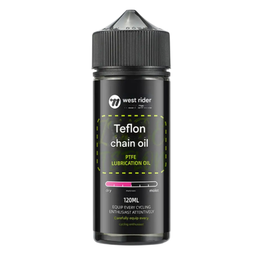 Teflonolie voor fietskettingen 120 ml vet met PTFE in zwarte fles voor droge en licht vochtige omstandigheden van fiets onderhoud
