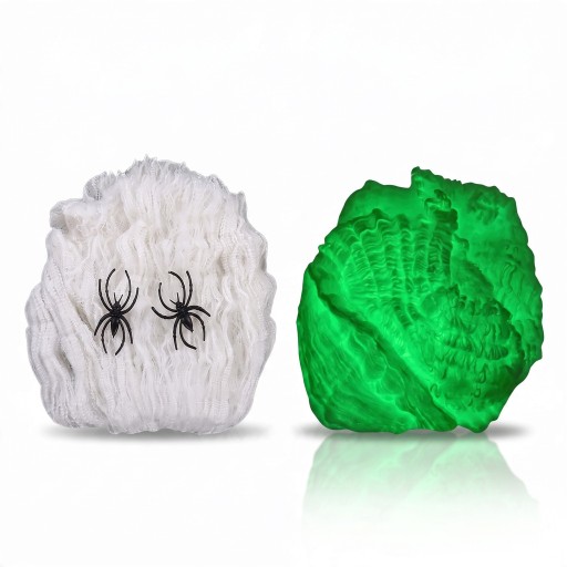 Teia de Halloween a Brilhar no Escuro 60 g Carregada com Luz Solar Branca com Brilho Verde Decoração para Halloween Interior e Exterior