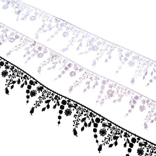 Tela de encaje con flecos 10 cm x 91 cm Encaje decorativo de poliéster con flecos para coser adornos de prendas, disfraces, decoraciones hechas a mano