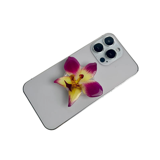 Telefontartó orchidea mintás, színes akril gyűrűvel, mobil támogatás a jobb fogásért és kényelmes telefonhasználatért