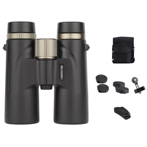 Telescopio HD profesional 12x42 de vidrio óptico FMC negro para observación de la naturaleza, senderismo y camping con corrección de dioptrías