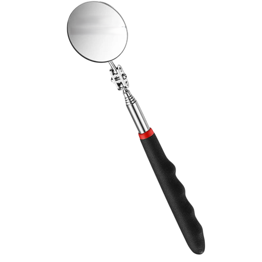 Teleskopisk inspektionsspejl med drejbar og justerbar hoved til bilreparationer, udtrækkelig længde 20-56 cm, rundt spejl med en diameter på 50 mm, sort