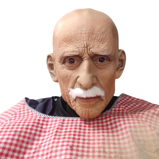Teljes fejű latex maszk reális férfi arc szürke szakállal haj nélkül Halloweeni jelmez parti farsangi kiegészítő