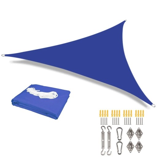 Telo ombreggiante triangolare impermeabile 5x5x5 m con filtro UV al 98% Telo per giardino terrazza balcone soggiorno campeggio con set di accessori da 24 pezzi
