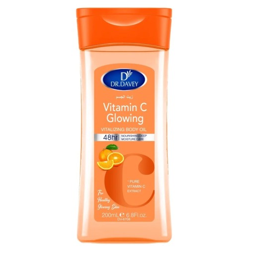 Tělový olej s vitamínem C 200 ml, hydratační péče pro pleť, tělo i vlasy, rozjasnění a podpora lesku pokožky