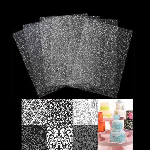Templates avec ornements pour décorer en chocolat et pâte d'amande 6 pcs Plaques en plastique transparentes avec motif en relief 25,2 x 17,6 cm