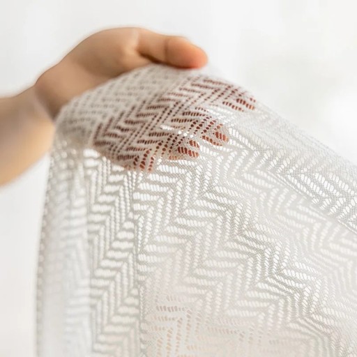 Tenda bianca sovradimensionata a motivo con occhielli, 280 x 220 cm, tenda in poliestere a rete per finestre molto larghe e spazi aperti