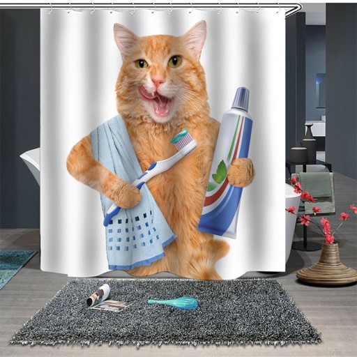 Tenda da doccia con gatto