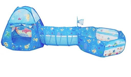 Tenda per bambini con tunnel e recinzione - Mondo marino