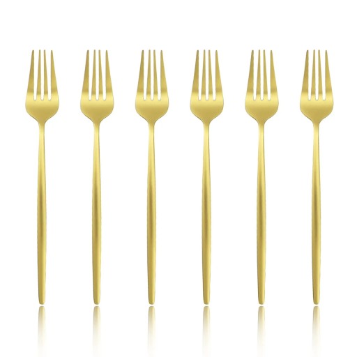 Tenedores de mesa 6 uds 20,8 cm de acero inoxidable tenedor moderno plateado o dorado para cena set de cubiertos menaje