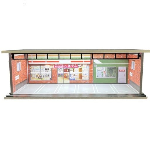 Tentoonstellingsdiorama garage voor modelauto's 30 x 13,5 x 10 cm Schaal 1:64 Straatwinkelgebied Parkeerscène van een stadsstraat