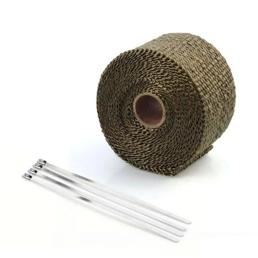Tepelná izolačná páska na výfuk 5 m x 5 cm, ochranná omotávka svodov a potrubí, termo páska pre moto auto tuning so stahovacími páskami