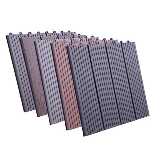 Terasvloeren WPC 30 × 30 × 1,8 cm, hout-kunststof composiet (60 % hout + 30 % kunststof), click systeem, voor tuin, terras en balkon