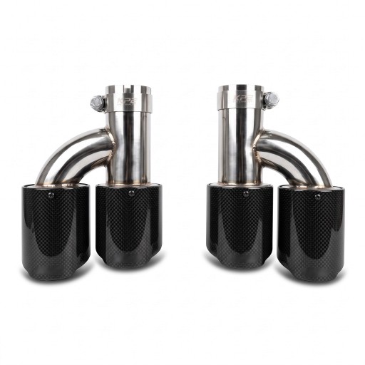 Terminali di scarico doppi, set sinistro e destro, ingresso 56 mm, uscita 89 mm, carbonio vero, nero e argento, per scarico posteriore dell'automobile