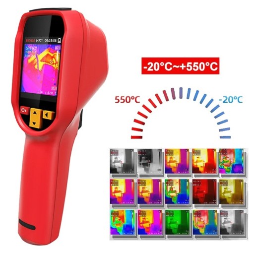 Termocamera ad alta risoluzione con mirino laser -20 °C fino a 550 °C, rilevamento surriscaldamento e scheda di memoria