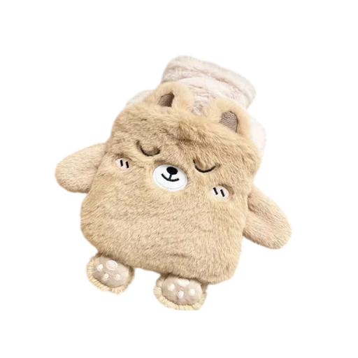 Termofor na gorącą wodę 400 ml 21 x 15 cm Kawaii miś Pluszowy ogrzewacz rąk, nóg i brzucha bezpieczny i odporny na wybuch