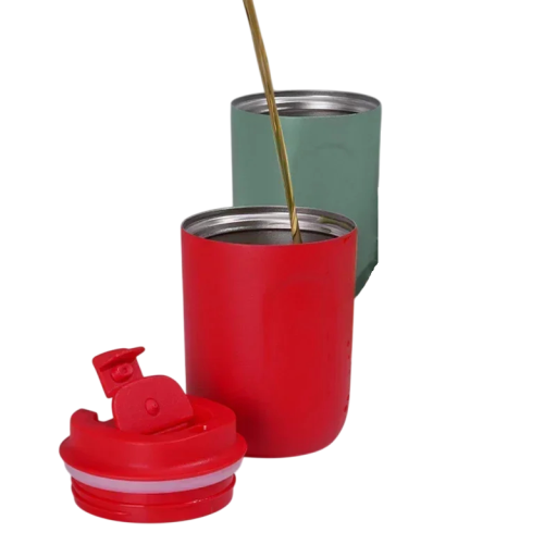 Termokrus til kaffe med lukket låg og spildsikring 220 ml mini termokrus 11,5 × 7 cm rød rejsekop til kaffe