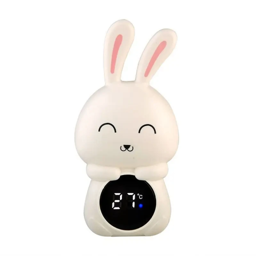 Termómetro digital flotante para bañera 14,5 x 7,5 cm Pantalla LED Conejo blanco Termómetro de agua infantil Baño de bebés Ayuda de seguridad