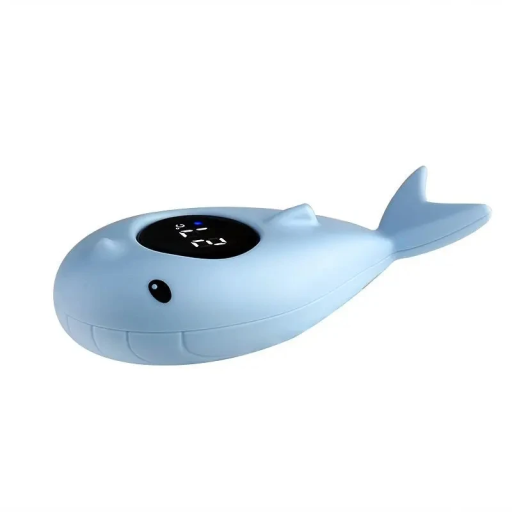 Termómetro digital flotante para bañera (14 x 6 cm, diseño de ballena, con pantalla LED) para bebés. Medición de la temperatura del agua en la bañera.