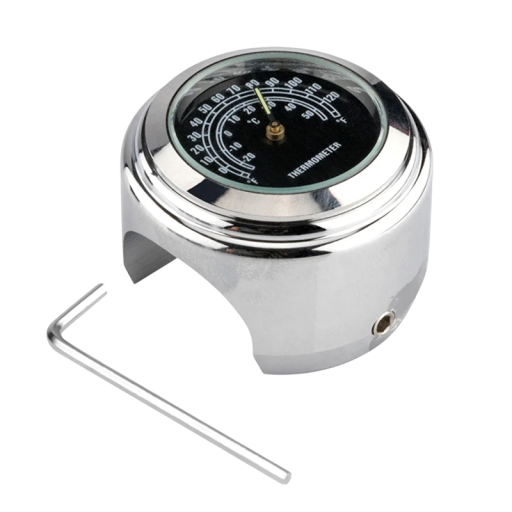 Termometro impermeabile per moto con quadrante Accessorio per manubri 22–25 mm Termometro moto con batteria Chiave e ammortizzatore in confezione