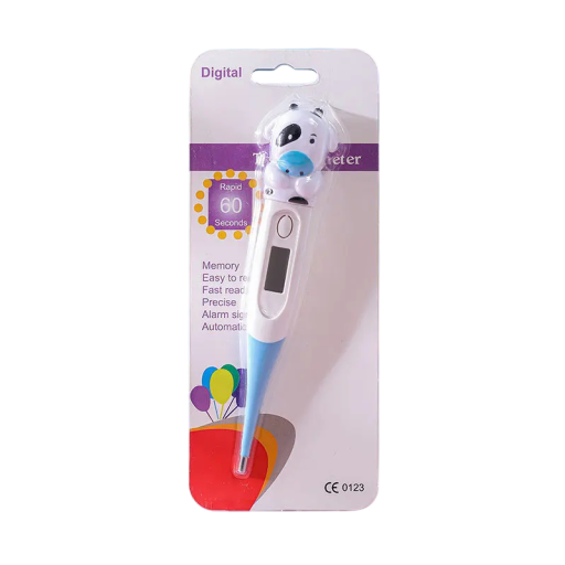 Termometru electronic digital cu vârf moale vacă alb-albastru termometru medical portabil pentru copii măsurare sigură a temperaturii