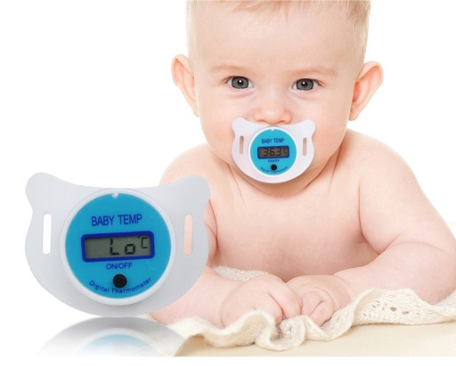Termometru pentru bebeluși într-o suzetă