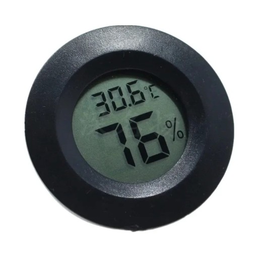 Termometru și higrometru digital rotund de 45 mm pentru terarii și acvarii fără apă cu ecran LCD și baterie pentru monitorizarea temperaturii și umidității