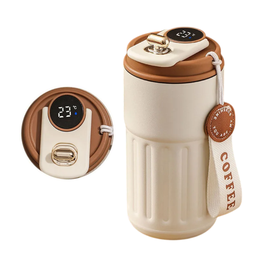 Termosbeker 450 ml met digitaal temperatuurdisplay Drinkthermosfles van 316 roestvrij staal 6 x 18 cm Reisbeker met drinkopening