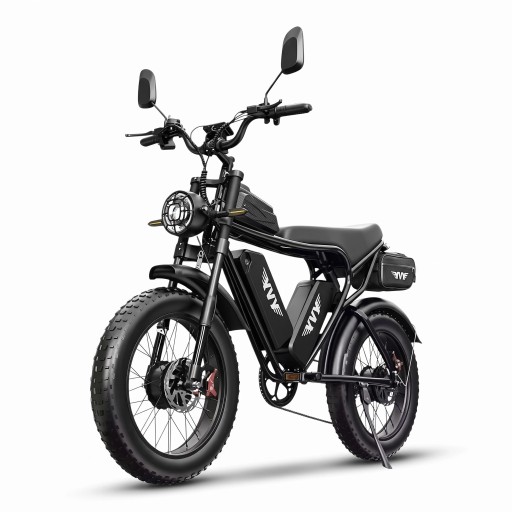 Terræn elektrisk cykel Fat bike Motor 250 W Batteri 48 V 20 Ah Bakspejle og blinklys Hydrauliske bremser Shimano 7 gear Sorte Til terræn