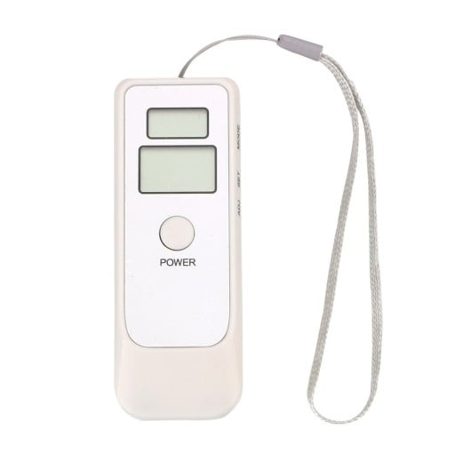 Testador digital de álcool portátil para medir o álcool no hálito Dois visores Precisão de medição 0,1 ‰ Alimentação 2x AAA Dimensões 9,9 x 3,5 cm