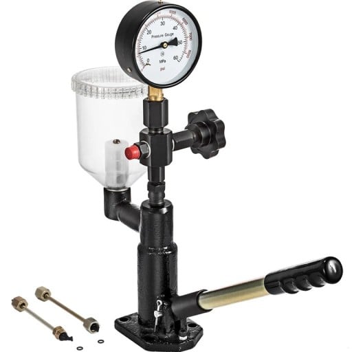 Tester för bränsleinsprutare 600 BAR 0,8 l med manometer handdriven svart för insprutningskontroll