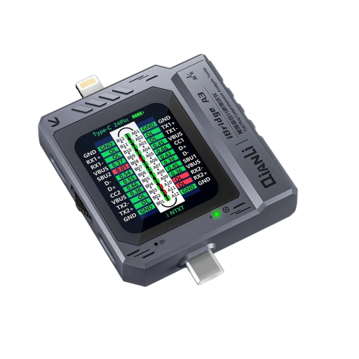 Tester für Lightning- und Type-C-Anschlüsse von Mobiltelefonen 30V/5A 72,4×53,6×14,2 mm tragbarer Spannungs- und Stromanalysator
