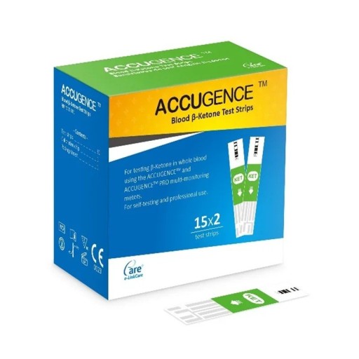 Teststrips voor ketonen in bloed 0,0–8,0 mmol/l 30 stuks Snelle test van 5 seconden Capillair en veneus bloed Nauwkeurige meting van ketonlichamen