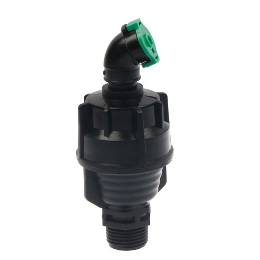 Tête d'irrigation rotative 360° 14,5 x 2 cm en plastique avec filetage extérieur 1/2 pouce noir-vert pour l'irrigation de pelouses, jardins et serres