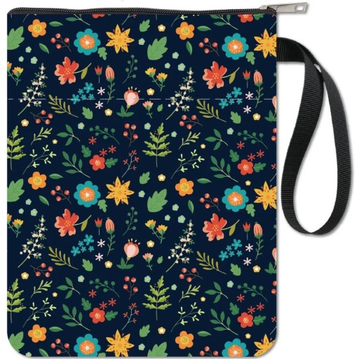 Textilní zipové pouzdro s květinovým vzorem 28 x 22 cm voděodolné organizér s poutkem a přední kapsou