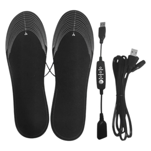 Θερμαινόμενες σόλες USB με ρυθμιστή 3 επιπέδων θέρμανσης 1 ζευγάρι Κόβονται Ηλεκτρικές Πλενόμενες Μαύρες για χειμερινά υποδήματα