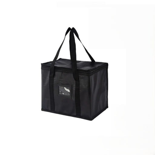 Thermotasche mit Reißverschluss, 39 x 35 x 52 cm, schwarz, extra große isolierte Kühltasche, tragbare Einkaufs- und Lunchtasche, Thermotasche