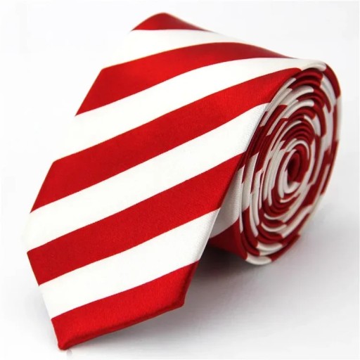 Thin Striped Red and White Tie 145 x 5 cm Stylish Unisex Tie Elegant Narrow Tie Modern Accessory for Men and Women for Social and Work Events