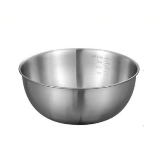 Tigela de cozinha em aço inoxidável com marcas 22,5 x 9,5 cm Capacidade 1600 ml Tigela para cozinhar e misturar Tigela de medição em inox Paredes lisas Fácil manutenção
